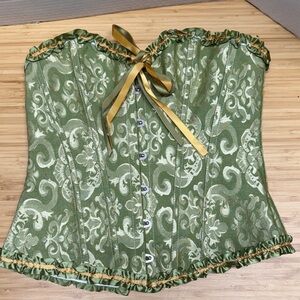 Green and Gold Brocade Corset
